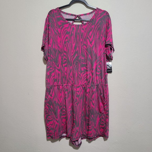 Torrid Super Soft Zebra Animal Print Sleep Romper Loungewear Plus Size 3X Pink - Picture 1 of 5